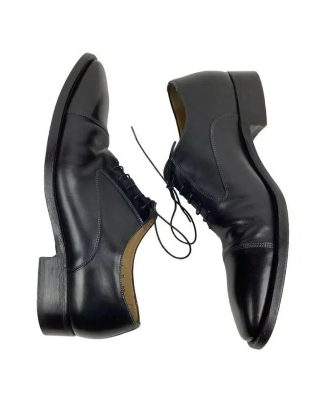 Santoni Darian Mens 9.5 D Cap Toe Oxford Leather Dress Shoe Black Style #751511